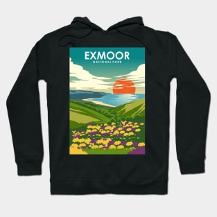 Exmoor National Park Vintage Minimal Retro Travel Poster Hoodie